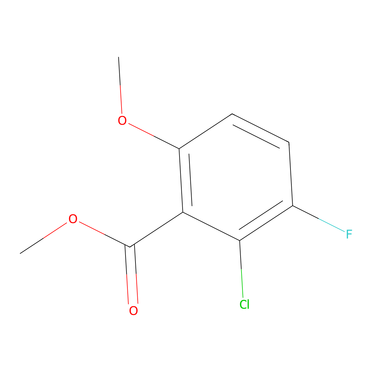 Methyl 2-chloro-3-fluoro-6-methoxybenzoate molecular structure, CAS 2106719-34-8