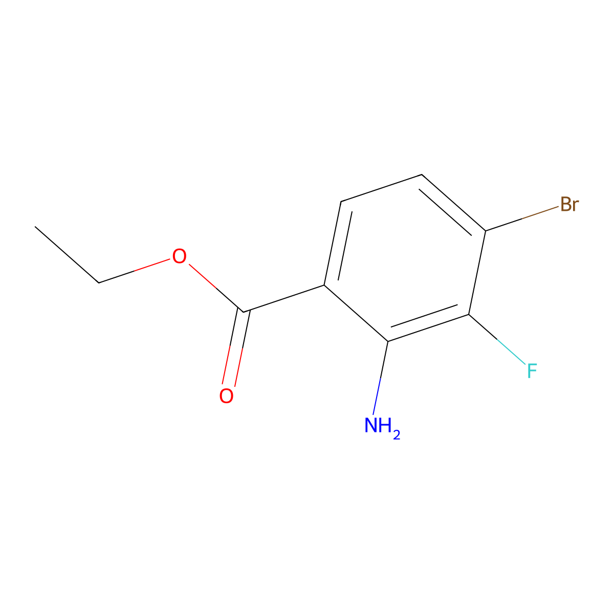 Ethyl 2-amino-4-bromo-3-fluorobenzoate molecular structure, CAS 2106759-68-4