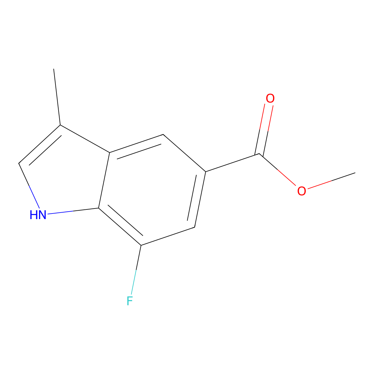 Methyl 7-fluoro-3-methyl-1H-indole-5-carboxylate molecular structure, CAS 2106766-32-7