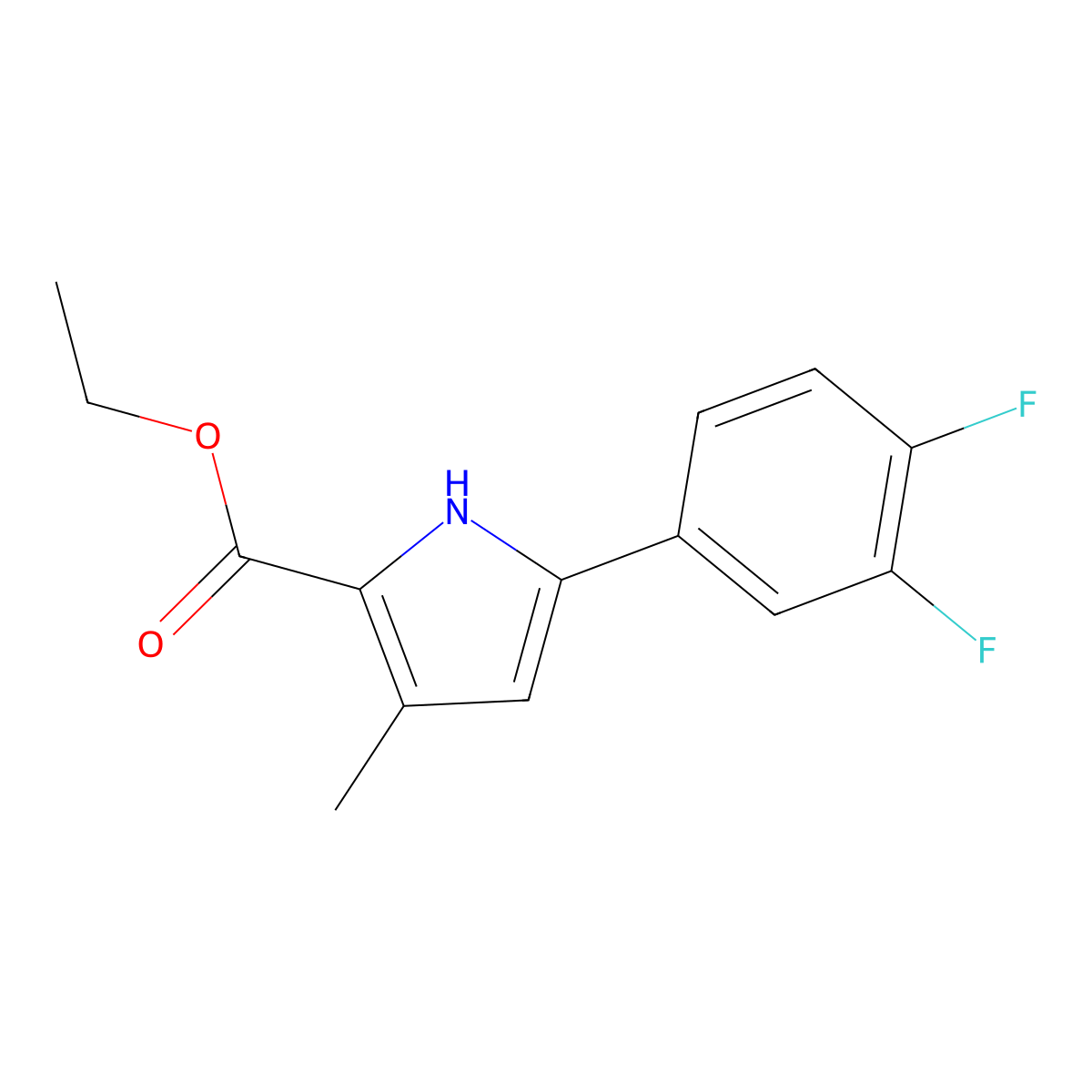 Ethyl 5-(3,4-difluorophenyl)-3-methyl-1H-pyrrole-2-carboxylate molecular structure, CAS 2106792-88-3