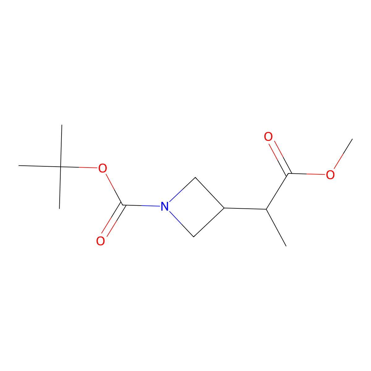 Tert-butyl 3-(1-methoxy-1-oxopropan-2-yl)azetidine-1-carboxylate molecular structure, CAS 2106811-41-8