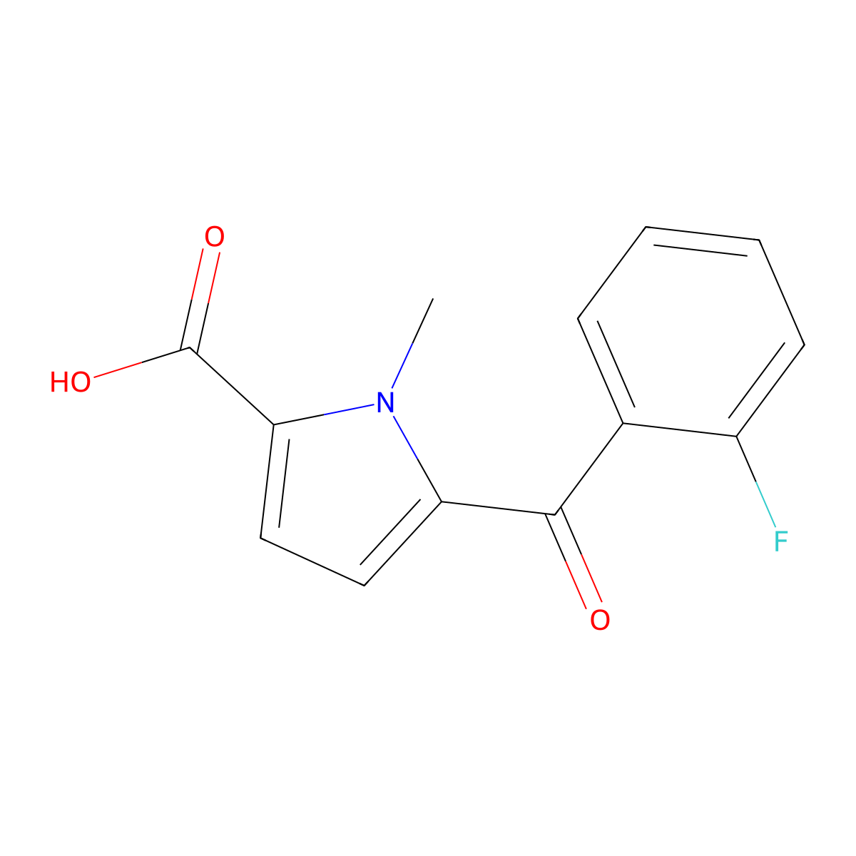 5-(2-fluorobenzoyl)-1-methyl-1H-pyrrole-2-carboxylic acid molecular structure, CAS 2106816-90-2