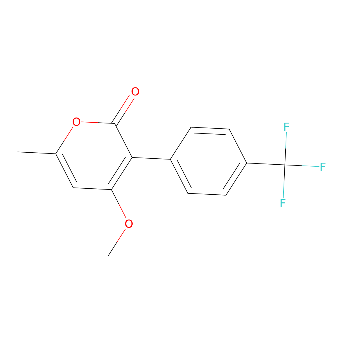 4-methoxy-6-methyl-3-[4-(trifluoromethyl)phenyl]-2H-pyran-2-one molecular structure, CAS 210683-95-7