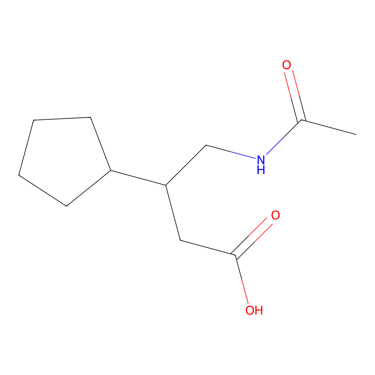 3-Cyclopentyl-4-acetamidobutanoic acid molecular structure, CAS 2106838-01-9