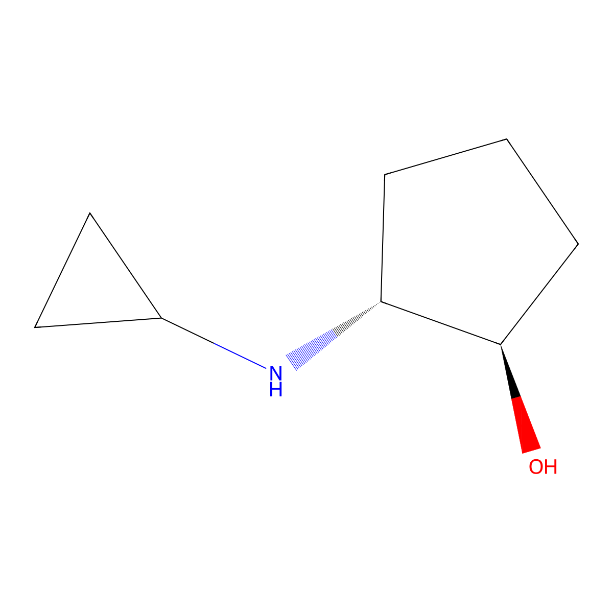 rac-(1R,2R)-2-(cyclopropylamino)cyclopentan-1-ol molecular structure, CAS 210685-32-8