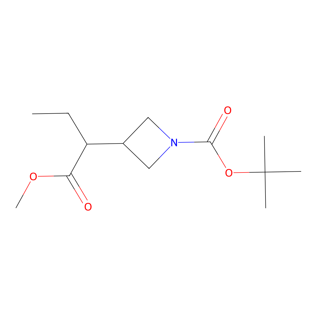 Tert-butyl 3-(1-methoxy-1-oxobutan-2-yl)azetidine-1-carboxylate molecular structure, CAS 2106860-38-0