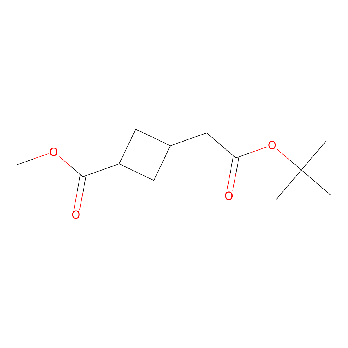 Methyl 3-(2-(tert-butoxy)-2-oxoethyl)cyclobutane-1-carboxylate molecular structure, CAS 2106864-46-2
