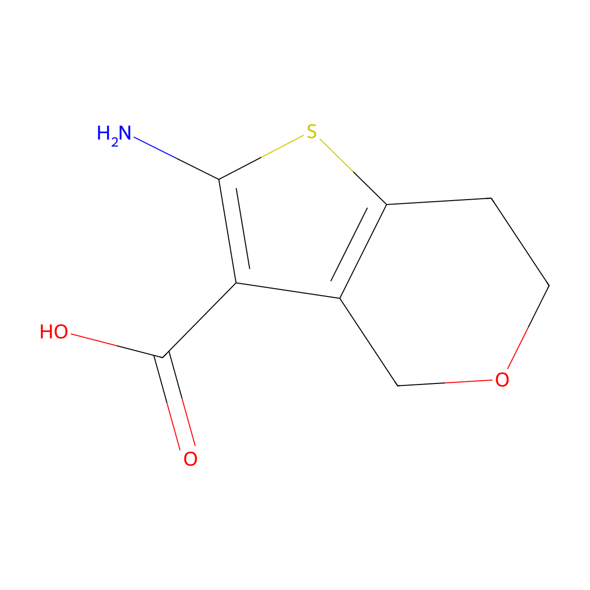 2-amino-4H,6H,7H-thieno[3,2-c]pyran-3-carboxylic acid molecular structure, CAS 2106952-25-2