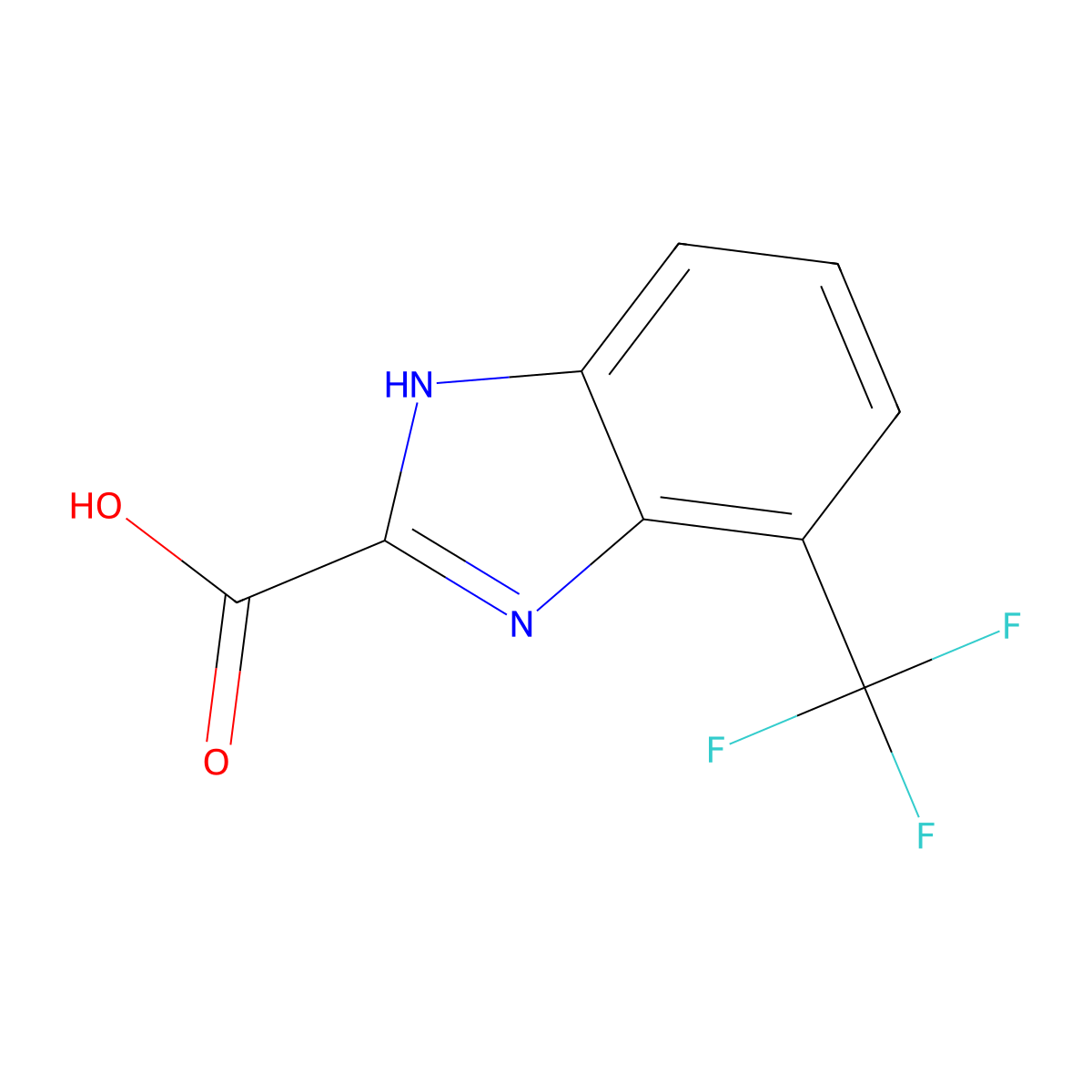 1h-Benzimidazole-2-carboxylic acid,7-(trifluoromethyl)- molecular structure, CAS 2107-38-2