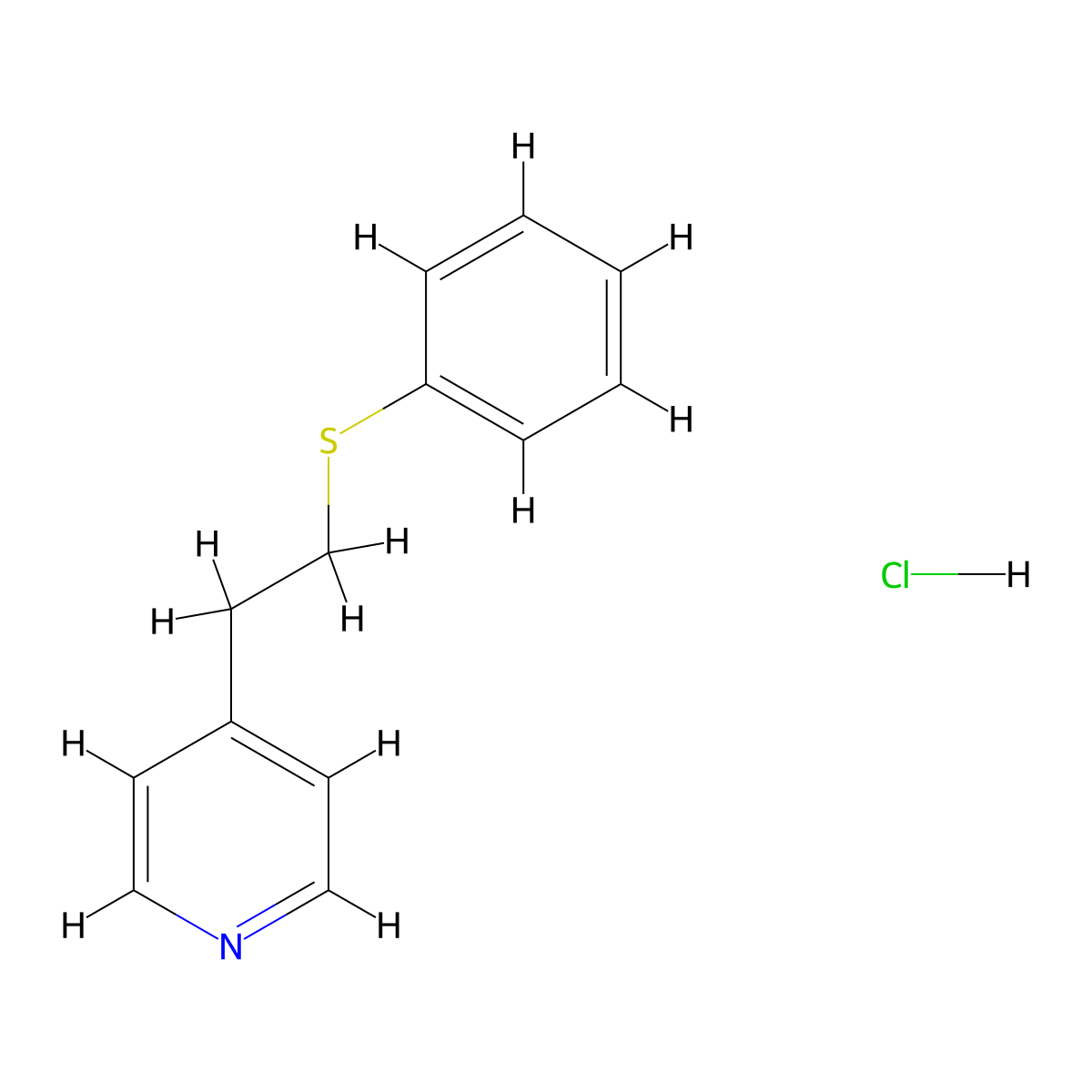 Pyridine, 4-(2-(phenylthio)ethyl)-, hydrochloride molecular structure, CAS 21070-68-8