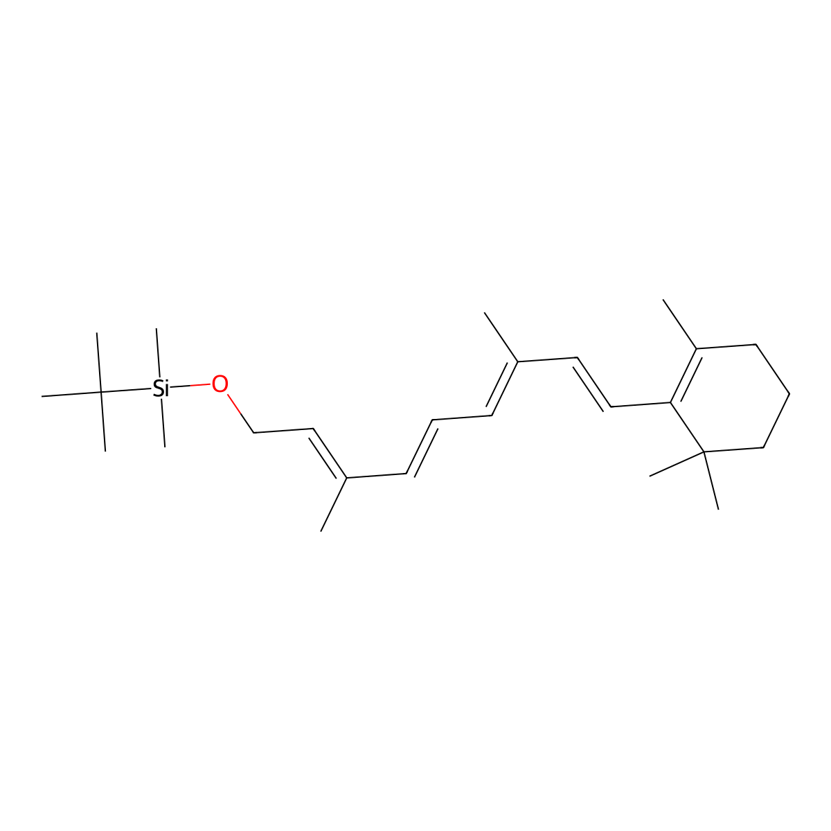 Tert-butyl-[3,7-dimethyl-9-(2,6,6-trimethylcyclohexen-1-yl)nona-2,4,6,8-tetraenoxy]-dimethylsilane molecular structure, CAS 210700-52-0