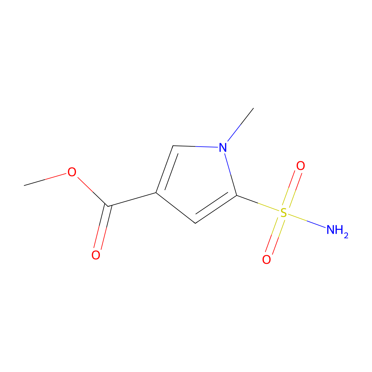 methyl 1-methyl-5-sulfamoyl-1H-pyrrole-3-carboxylate molecular structure, CAS 2107052-74-2