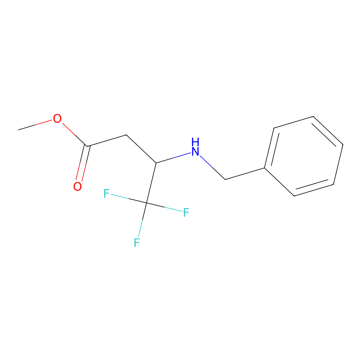 Methyl 3-(benzylamino)-4,4,4-trifluorobutanoate molecular structure, CAS 2107138-97-4