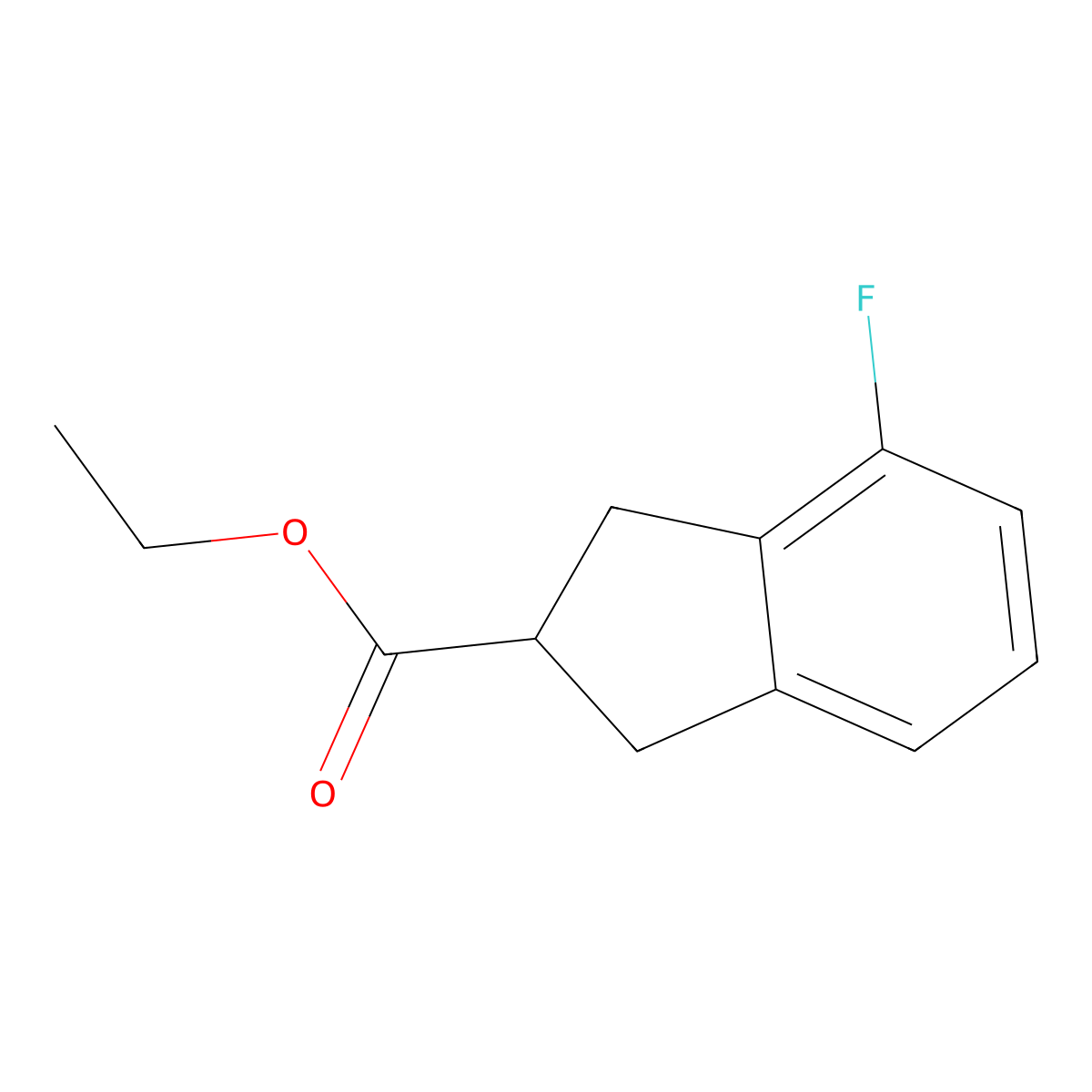 Ethyl 4-fluoro-2,3-dihydro-1H-indene-2-carboxylate molecular structure, CAS 2107141-11-5