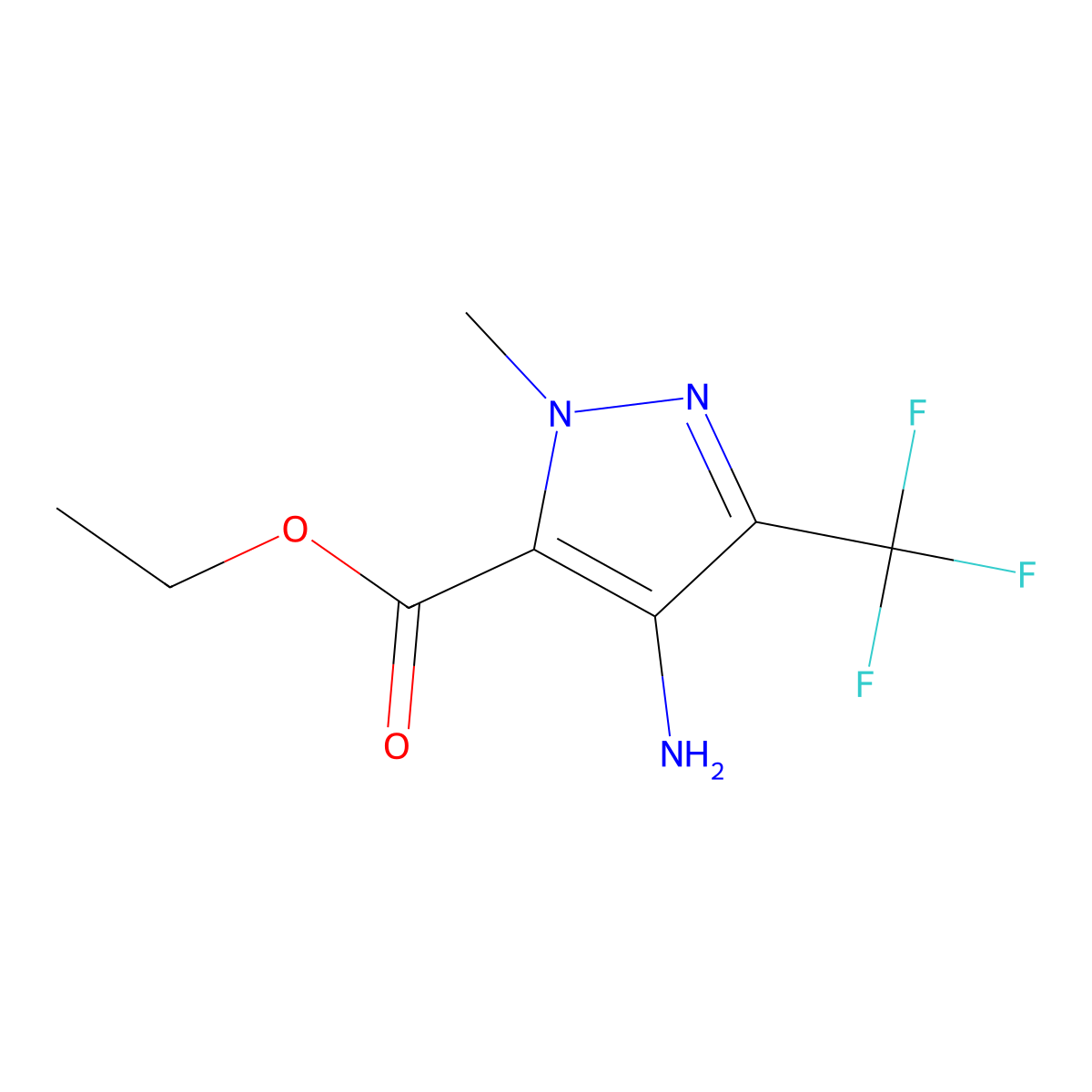 ethyl 4-amino-1-methyl-3-(trifluoromethyl)-1H-pyrazole-5-carboxylate molecular structure, CAS 2107150-85-4