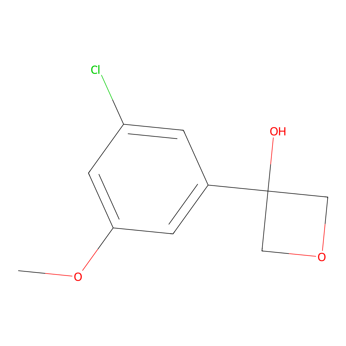 3-(3-Chloro-5-methoxyphenyl)-3-oxetanol molecular structure, CAS 2107172-97-2