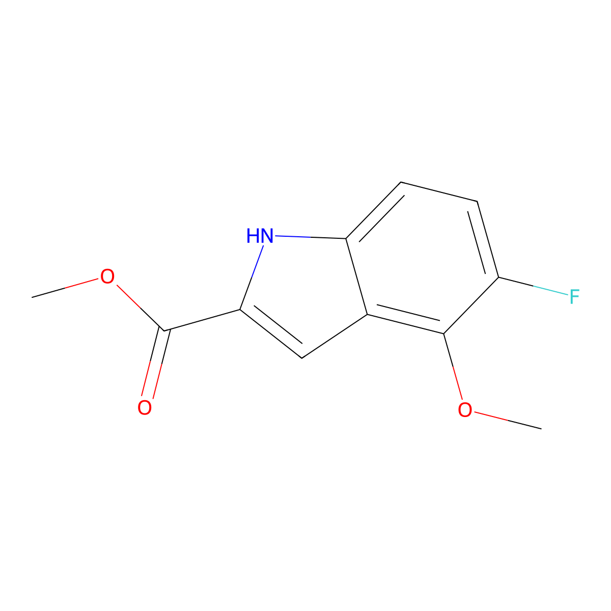 methyl 5-fluoro-4-methoxy-1H-indole-2-carboxylate molecular structure, CAS 2107185-00-0