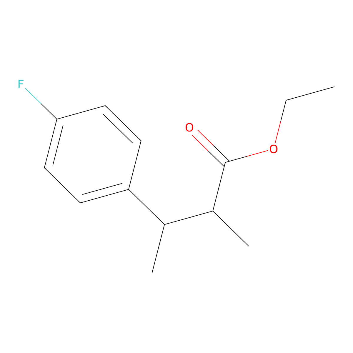 Ethyl 3-(4-fluorophenyl)-2-methylbutanoate molecular structure, CAS 2107198-78-5