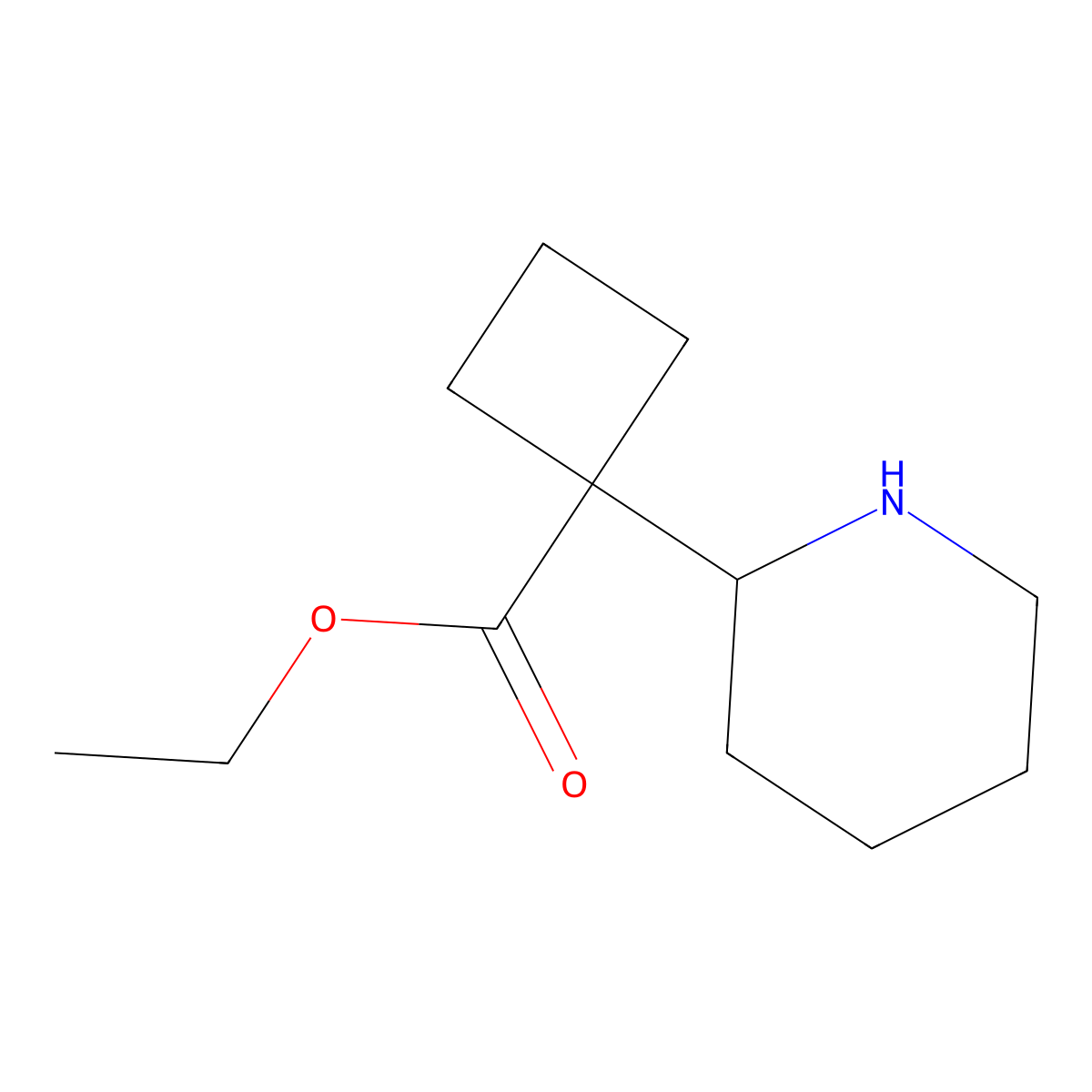 Ethyl 1-(piperidin-2-yl)cyclobutane-1-carboxylate molecular structure, CAS 2107214-81-1