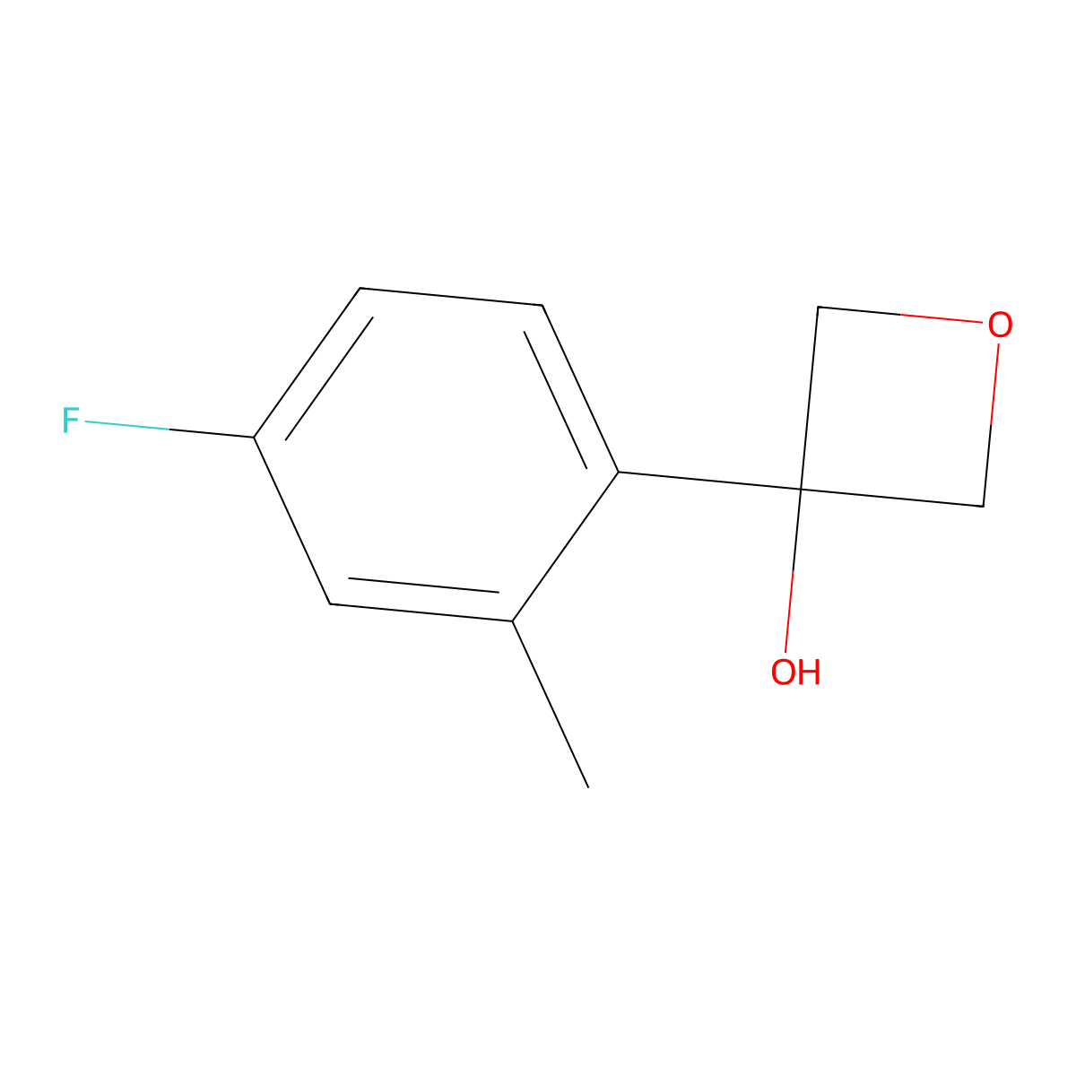 3-(4-Fluoro-2-methylphenyl)oxetan-3-ol molecular structure, CAS 2107240-54-8