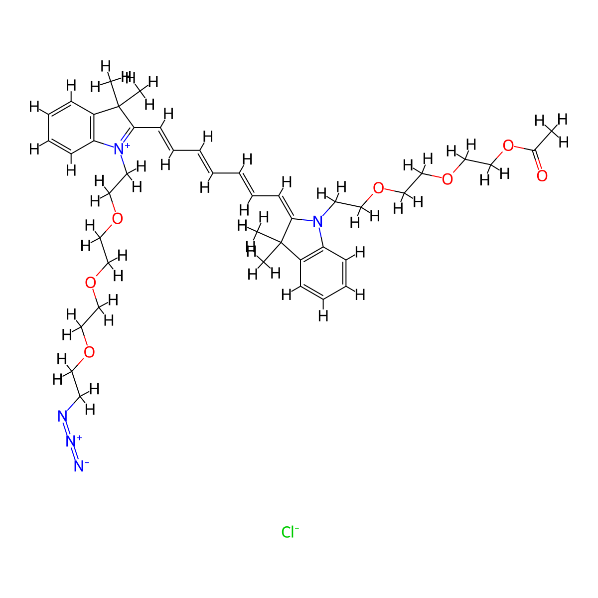N-(Ac-PEG3)-N'-(azide-PEG3)-Cy7 chloride molecular structure, CAS 2107273-00-5