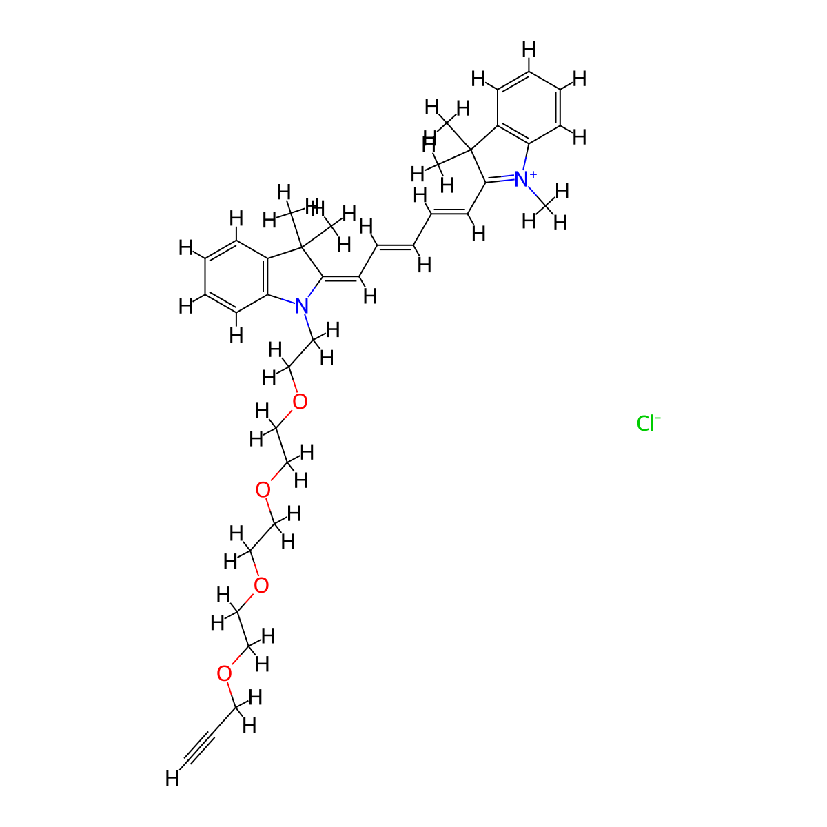 N-methyl-N'-(propargyl-PEG4)-Cy5 molecular structure, CAS 2107273-04-9