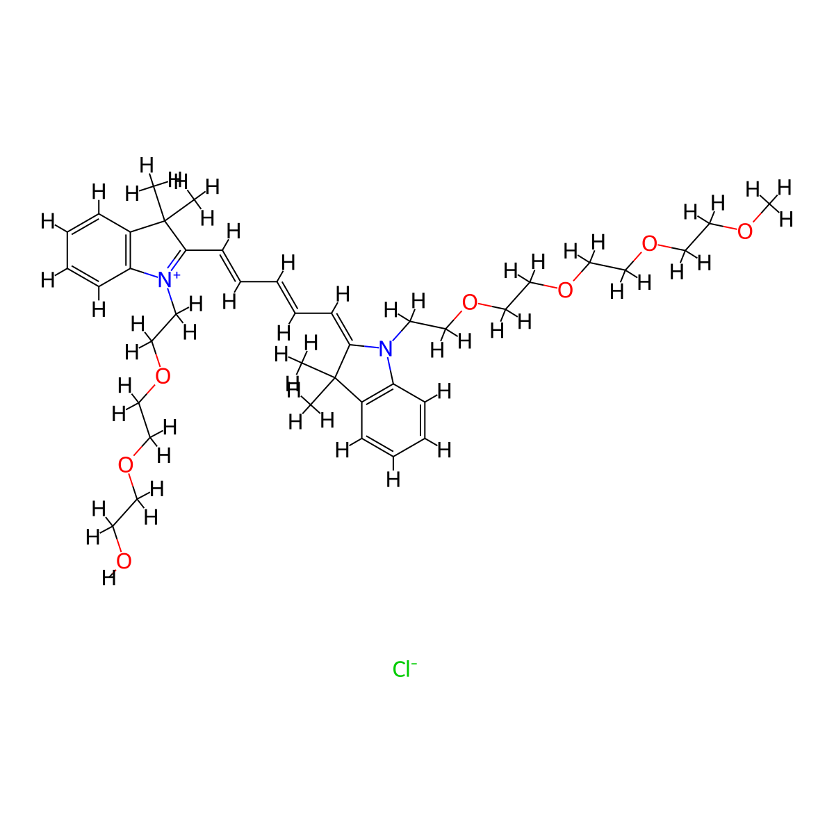 N-(m-PEG4)-N'-(hydroxy-PEG2)-Cy5 molecular structure, CAS 2107273-12-9