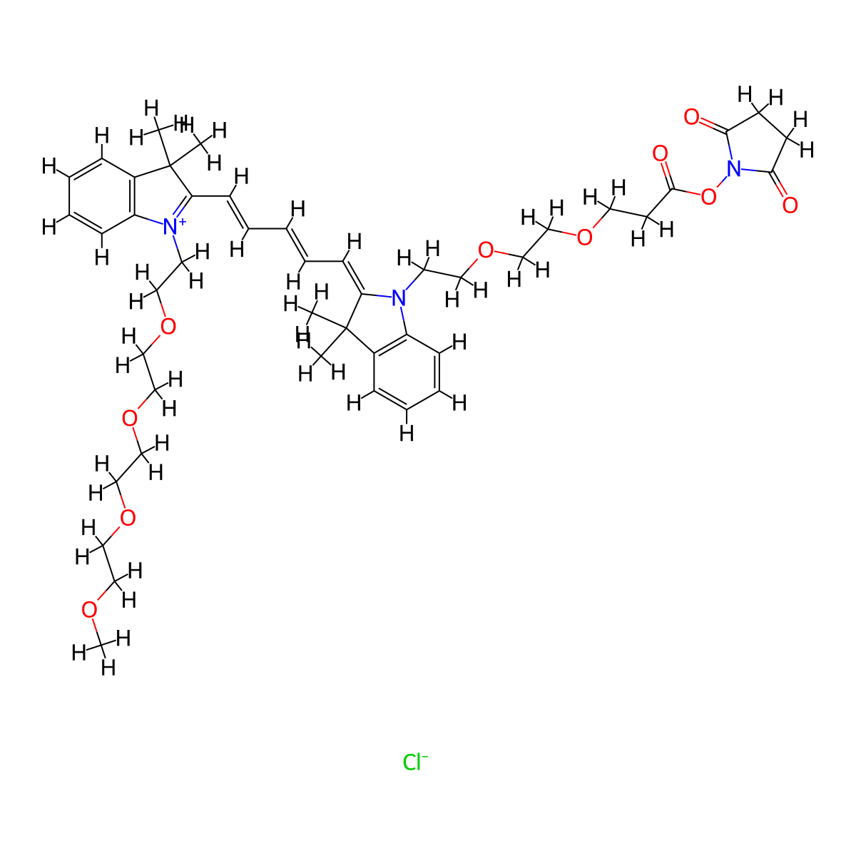 N-(m-PEG4)-N'-(PEG2-NHS ester)-Cy5 molecular structure, CAS 2107273-28-7