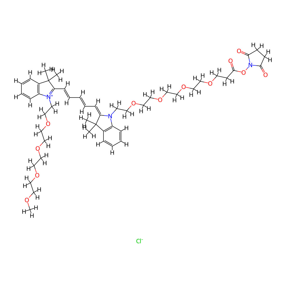 N-(m-PEG4)-N'-(PEG4-NHS ester)-Cy5 molecular structure, CAS 2107273-30-1