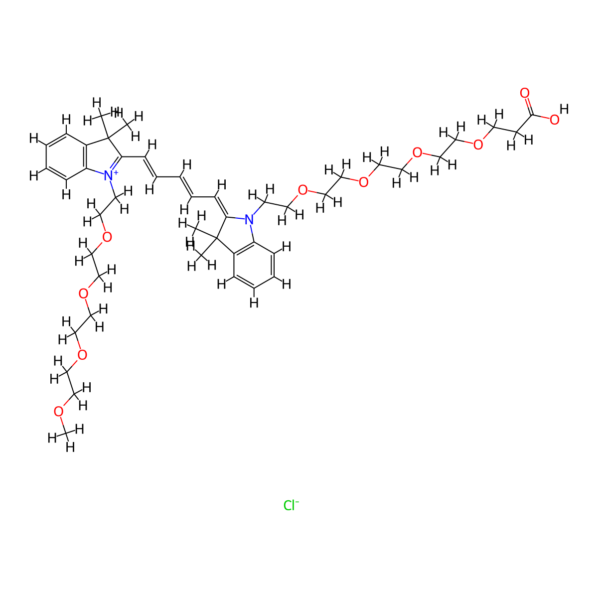 N-(m-PEG4)-N'-(PEG4-acid)-Cy5 molecular structure, CAS 2107273-32-3