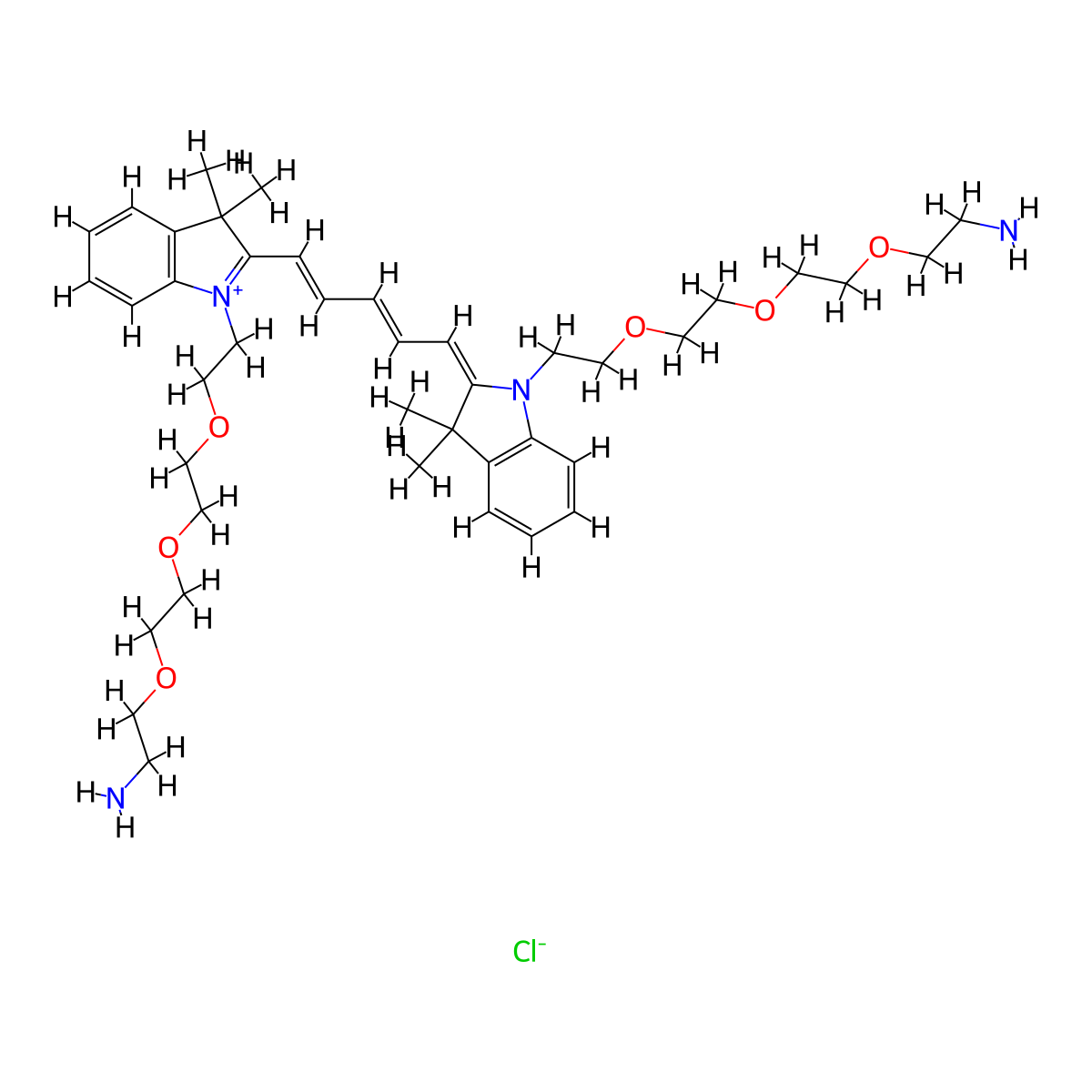 Bis-(N,N'-amine-PEG3)-Cy5 molecular structure, CAS 2107273-36-7