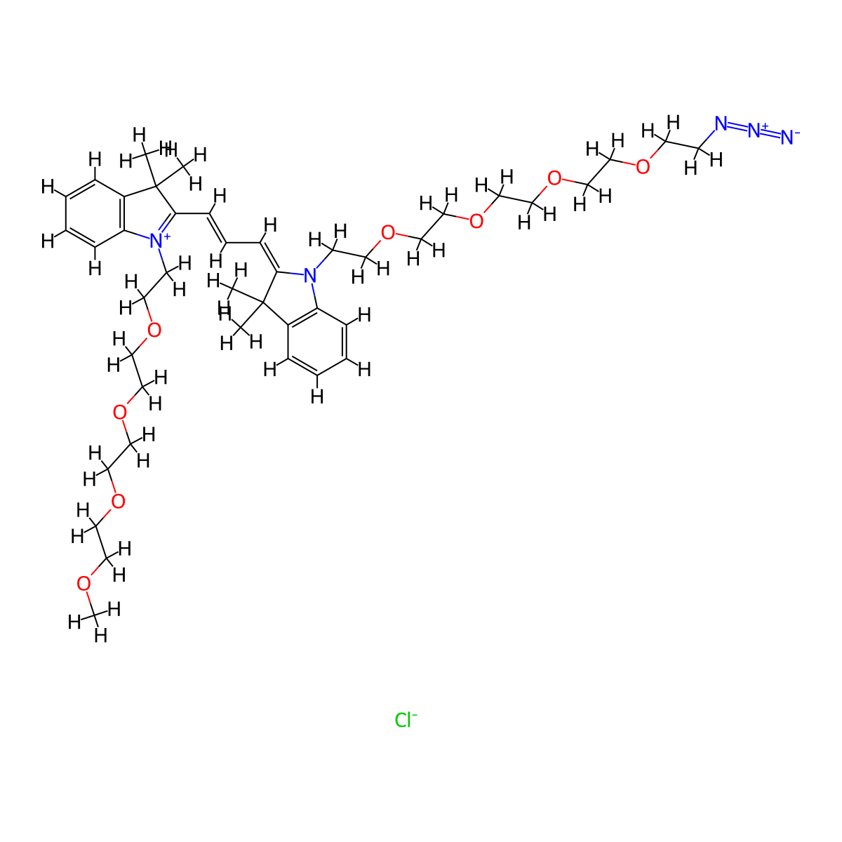 N-(m-PEG4)-N'-(azide-PEG4)-Cy3 molecular structure, CAS 2107273-38-9