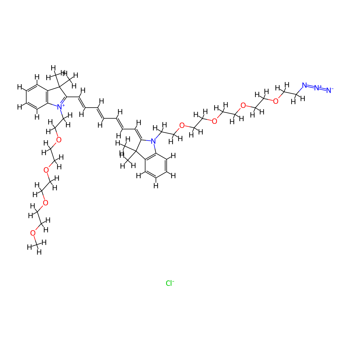 N-(m-PEG4)-N'-(azide-PEG4)-Cy7 molecular structure, CAS 2107273-40-3