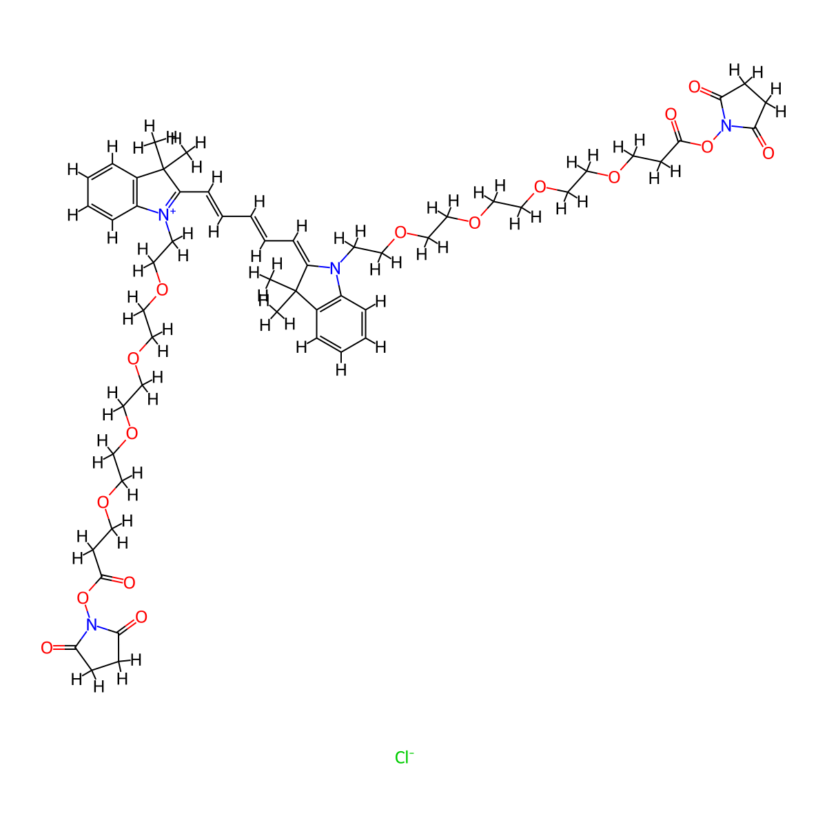 Bis-(N,N'-PEG4-NHS ester)-Cy5 molecular structure, CAS 2107273-48-1