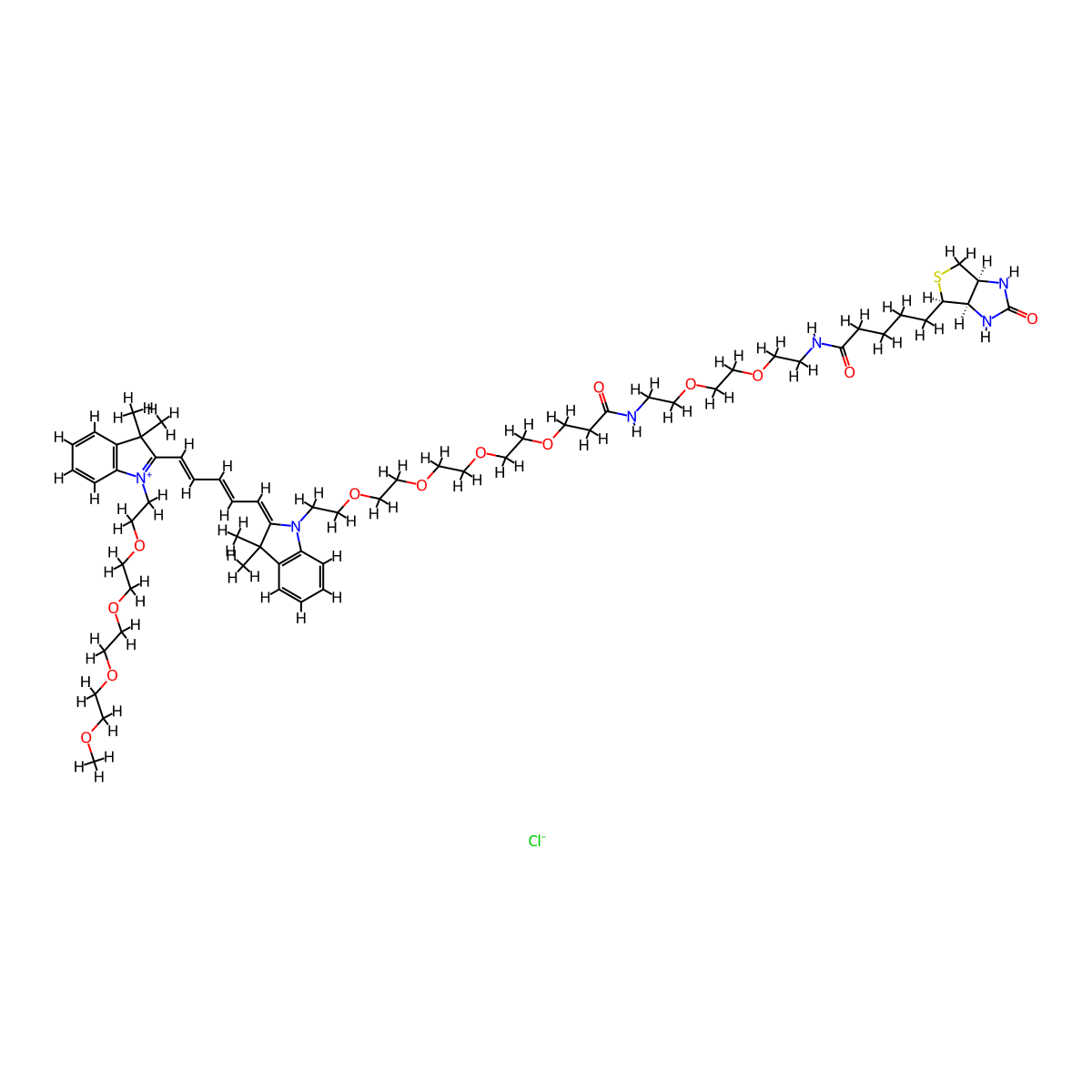 N-(m-PEG4)-N'-(Biotin-PEG2-Amido-PEG4)-Cy5 molecular structure, CAS 2107273-78-7