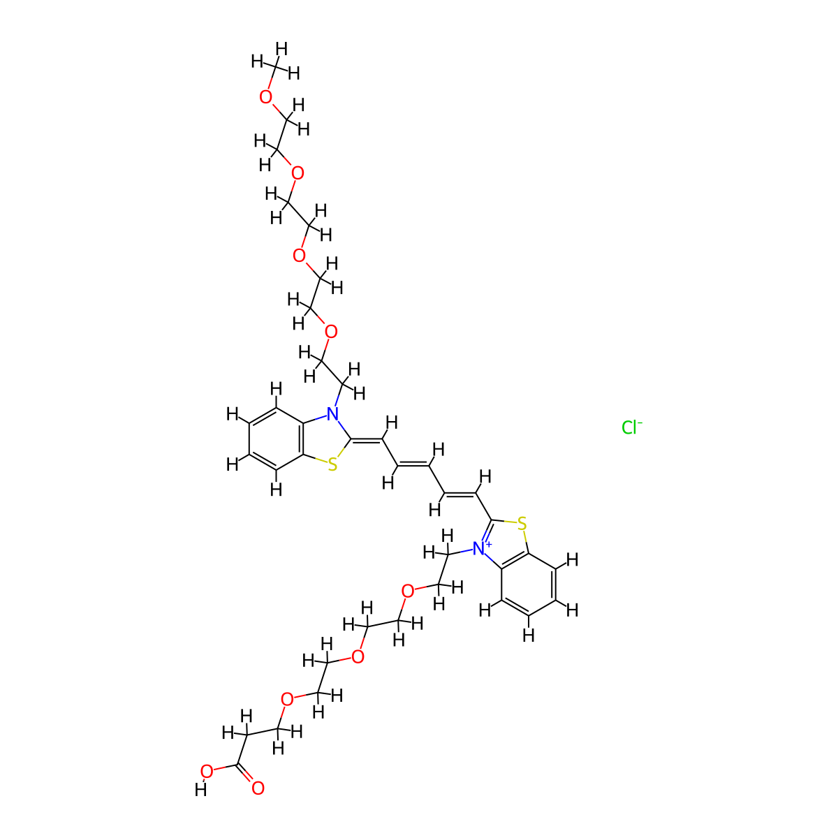 N-(m-PEG4)-N'-(acid-PEG3)-Benzothiazole Cy5 molecular structure, CAS 2107273-80-1