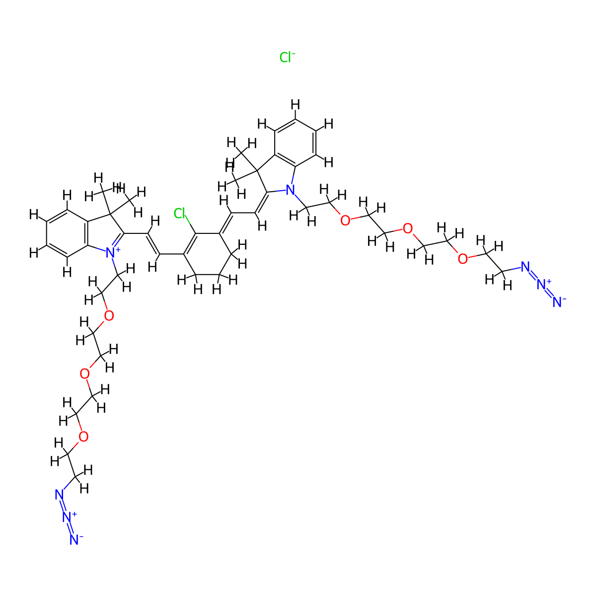 N,N'-bis-(azide-PEG3)-chlorocyclohexenyl Cy7 molecular structure, CAS 2107273-84-5
