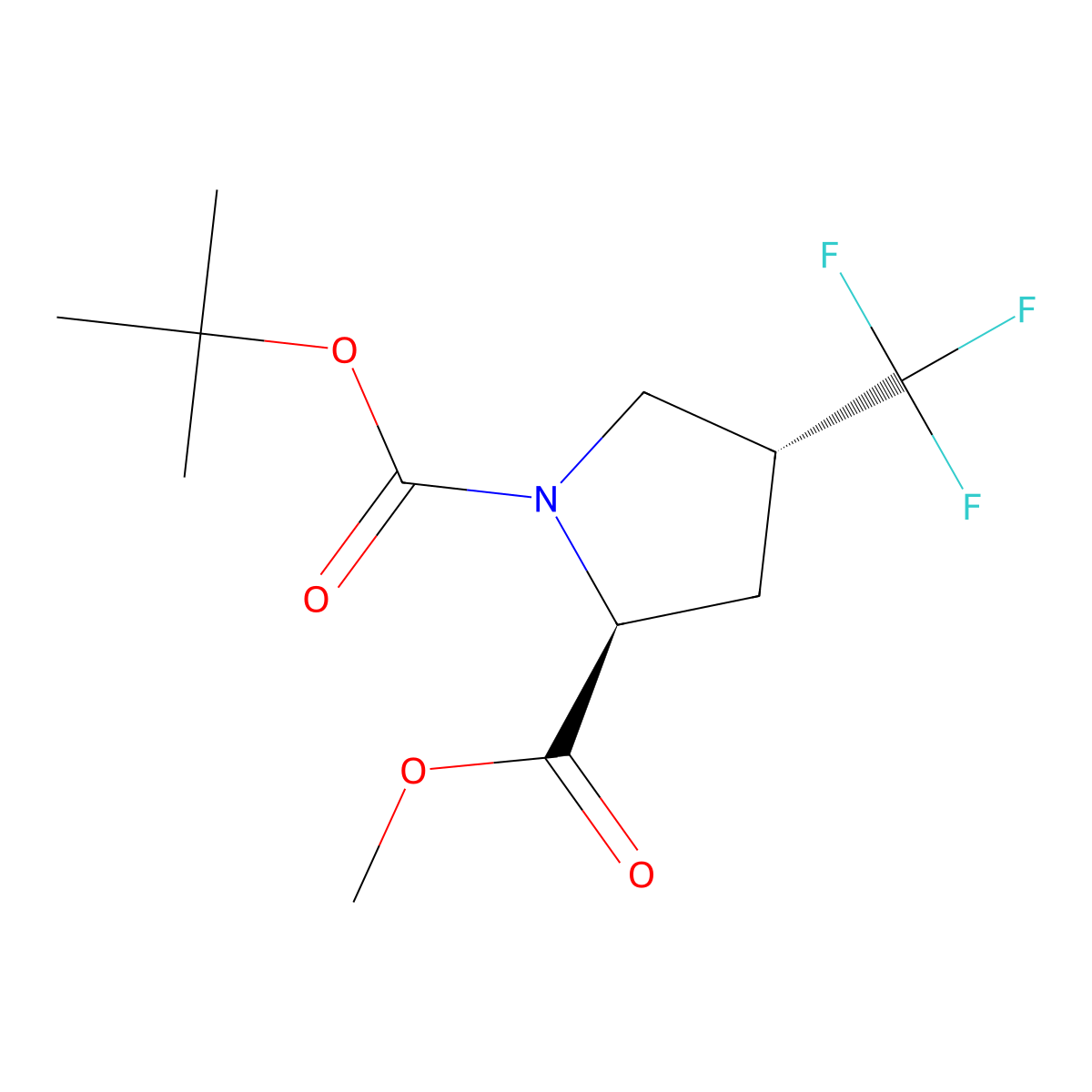 O1-tert-butyl O2-methyl (2S,4R)-4-(trifluoromethyl)pyrrolidine-1,2-dicarboxylate molecular structure, CAS 2107288-34-4