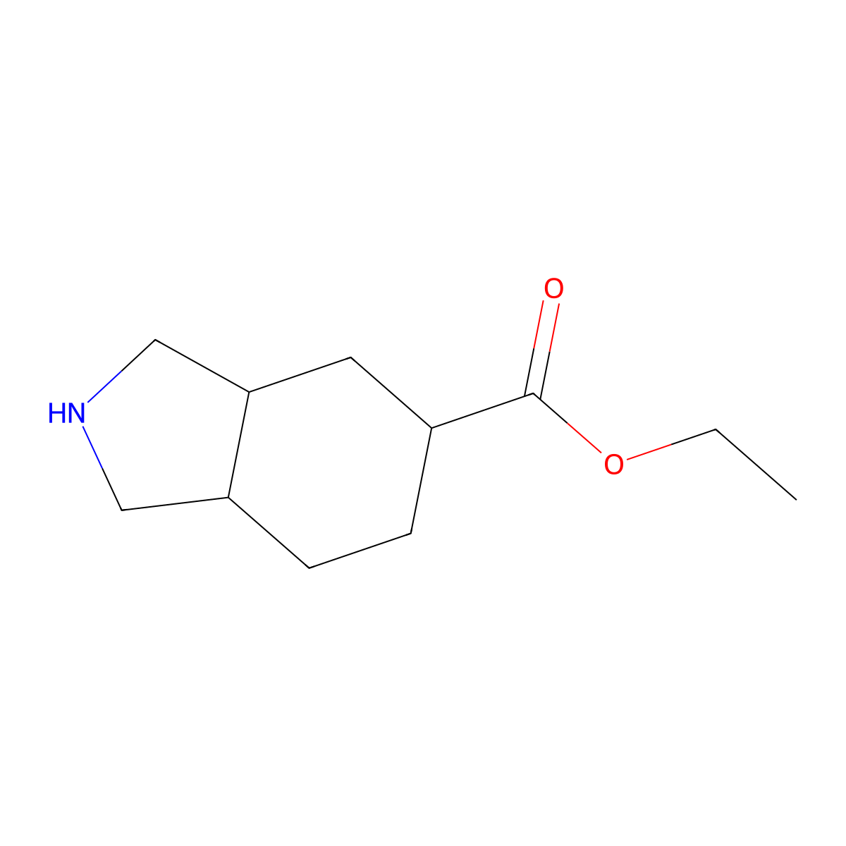 ethyl octahydro-1H-isoindole-5-carboxylate molecular structure, CAS 2107349-03-9