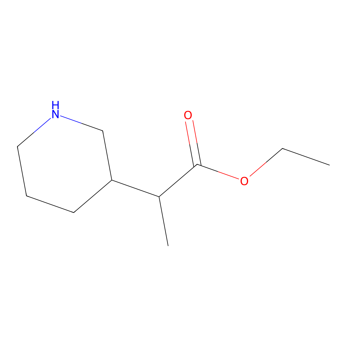 Ethyl 2-(piperidin-3-yl)propanoate molecular structure, CAS 2107353-16-0