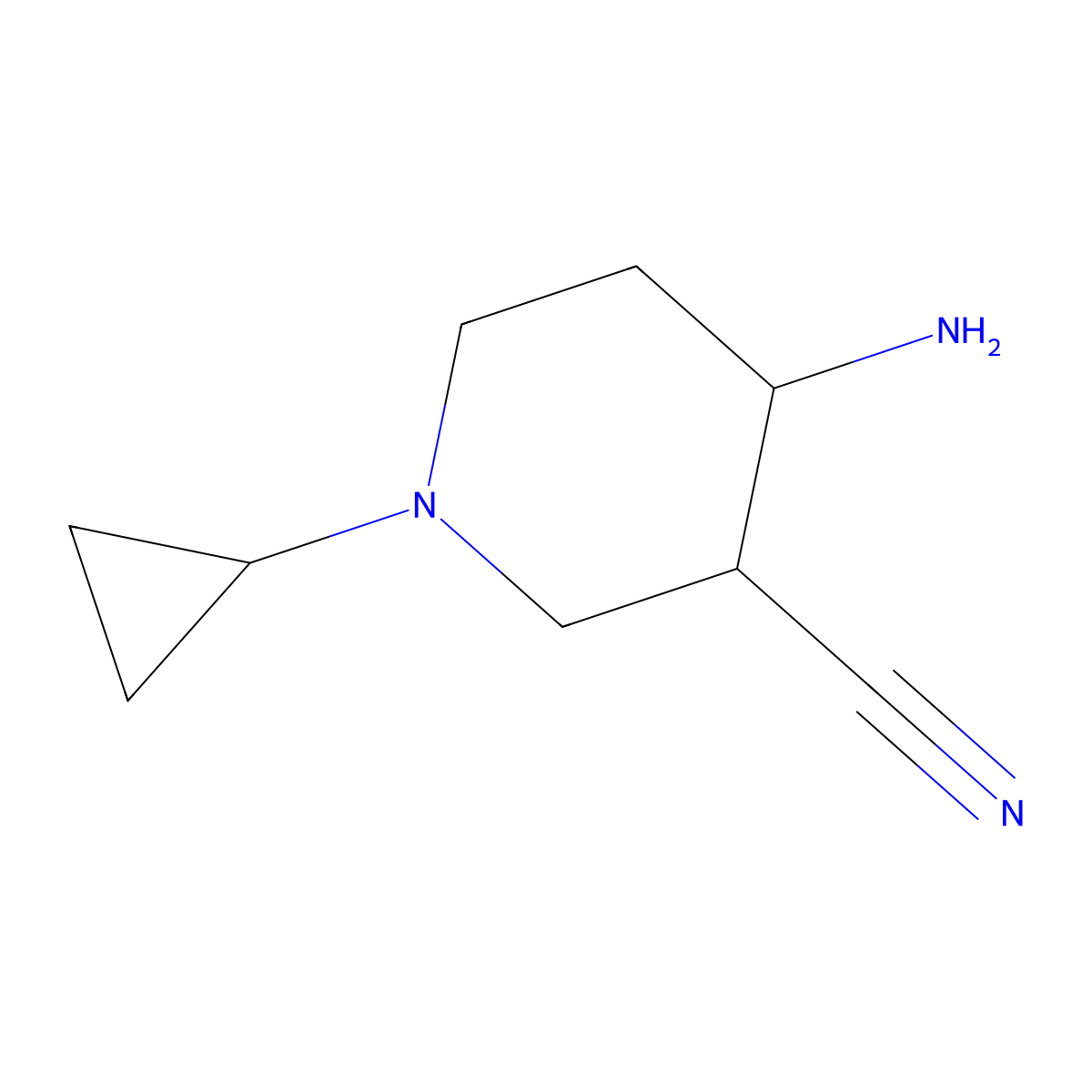 4-Amino-1-cyclopropylpiperidine-3-carbonitrile molecular structure, CAS 2107363-40-4