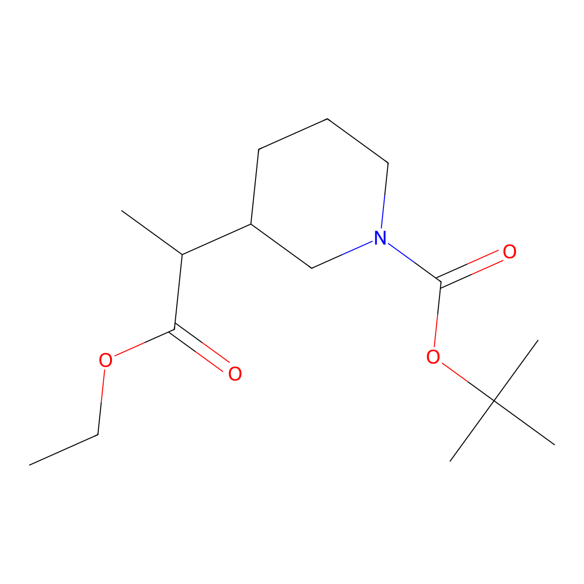 Tert-butyl 3-(1-ethoxy-1-oxopropan-2-YL)piperidine-1-carboxylate molecular structure, CAS 2107387-95-9