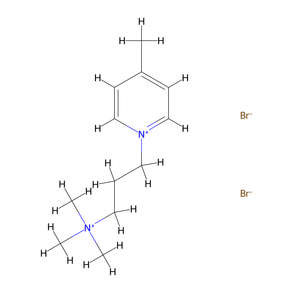 4-Methyl-1-(3-(trimethylammonio)propyl)pyridin-1-ium bromide molecular structure, CAS 21074-51-1