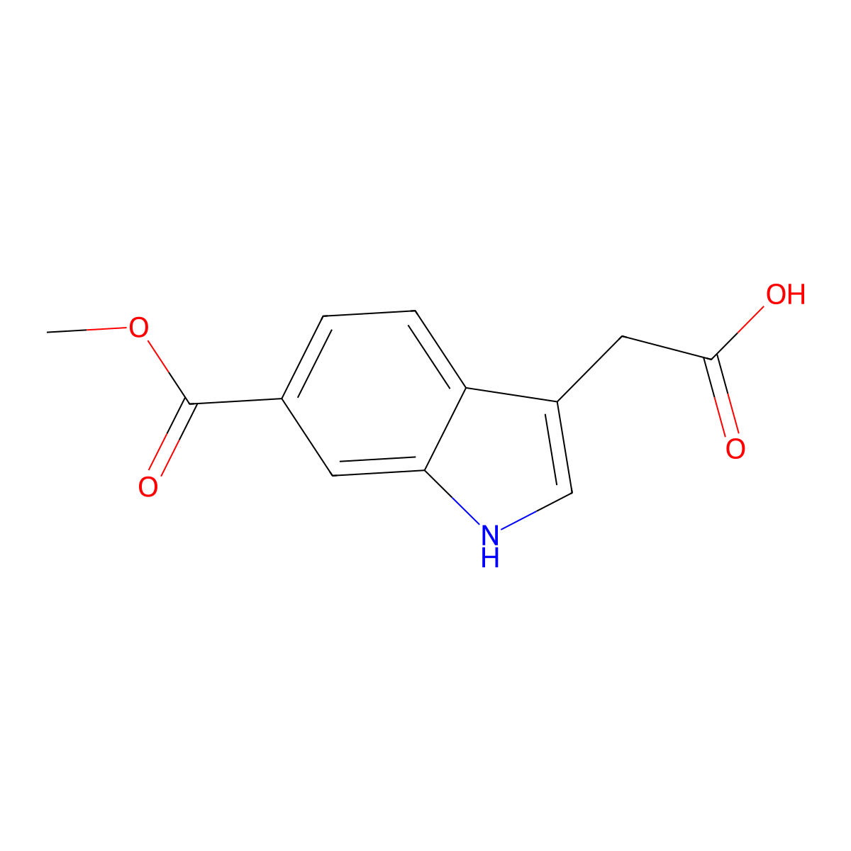 2-[6-(methoxycarbonyl)-1H-indol-3-yl]acetic acid molecular structure, CAS 2107459-47-0