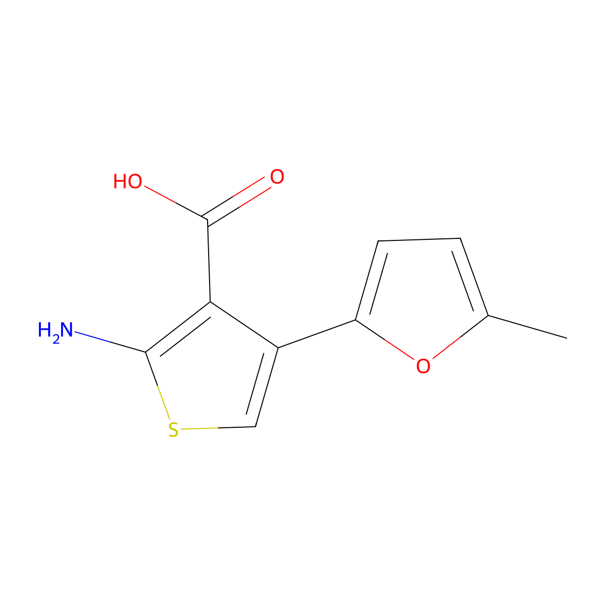 2-Amino-4-(5-methylfuran-2-yl)thiophene-3-carboxylic acid molecular structure, CAS 2107513-23-3