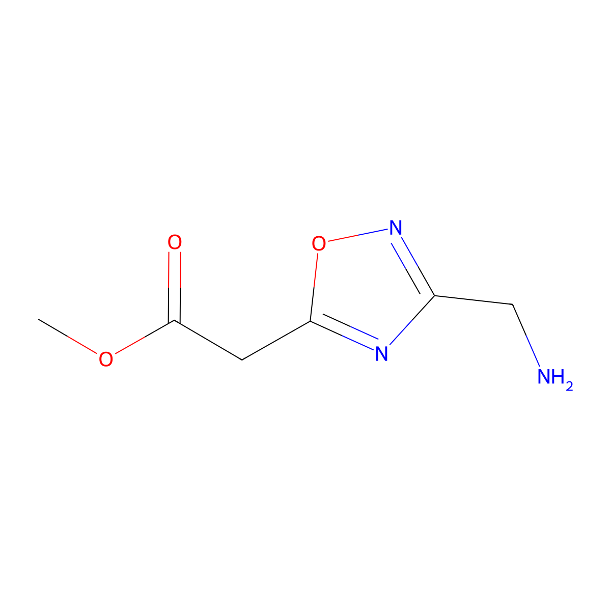 Methyl 2-[3-(aminomethyl)-1,2,4-oxadiazol-5-yl]acetate molecular structure, CAS 2107532-51-2