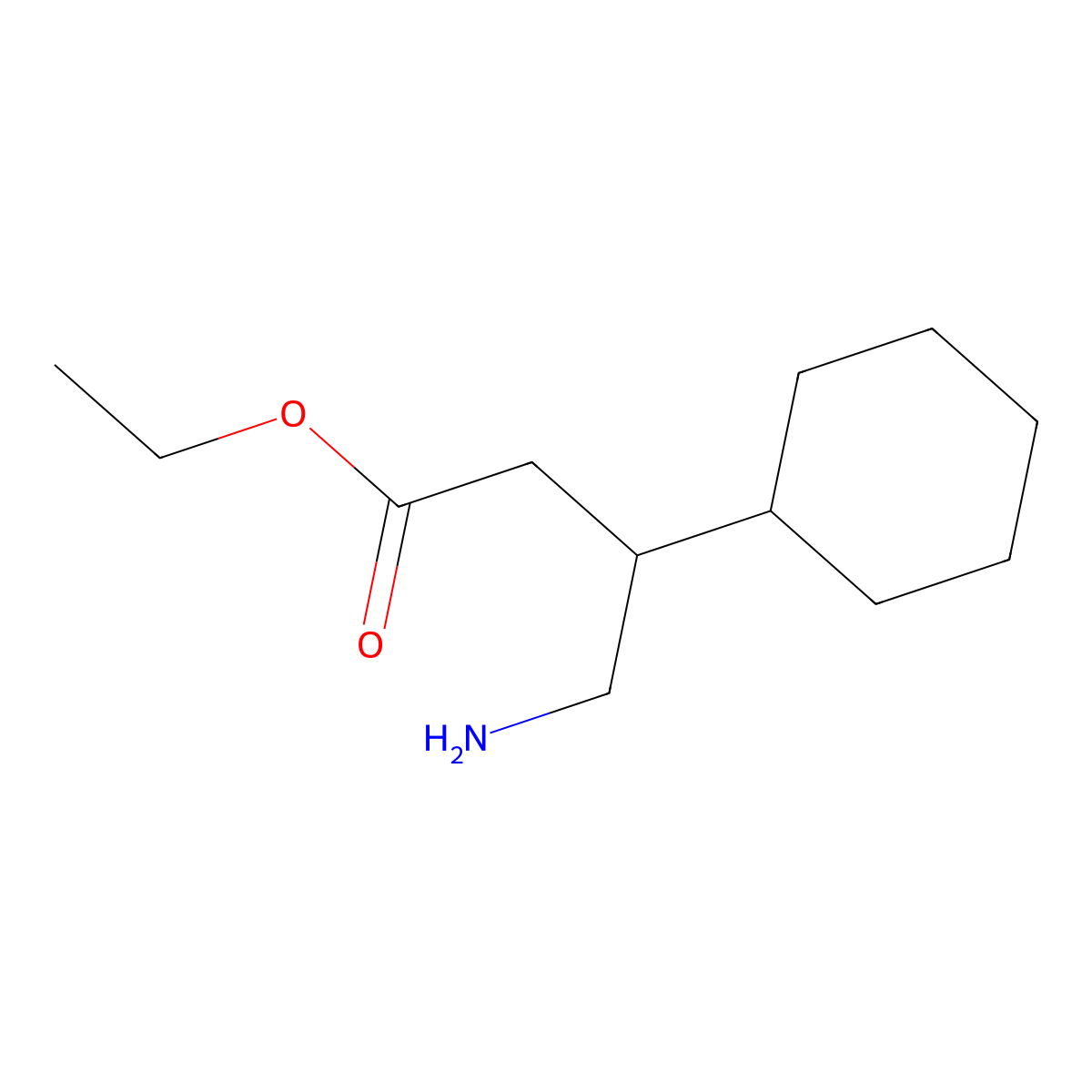 Ethyl 4-amino-3-cyclohexylbutanoate molecular structure, CAS 2107533-48-0