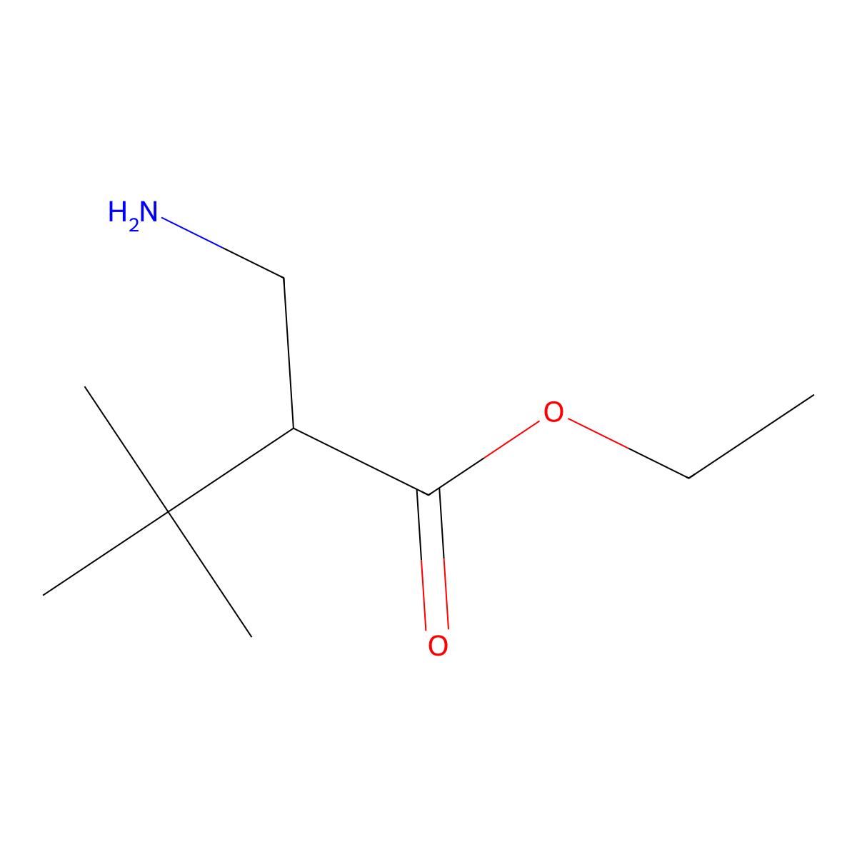 Ethyl 2-(aminomethyl)-3,3-dimethylbutanoate molecular structure, CAS 2107544-55-6