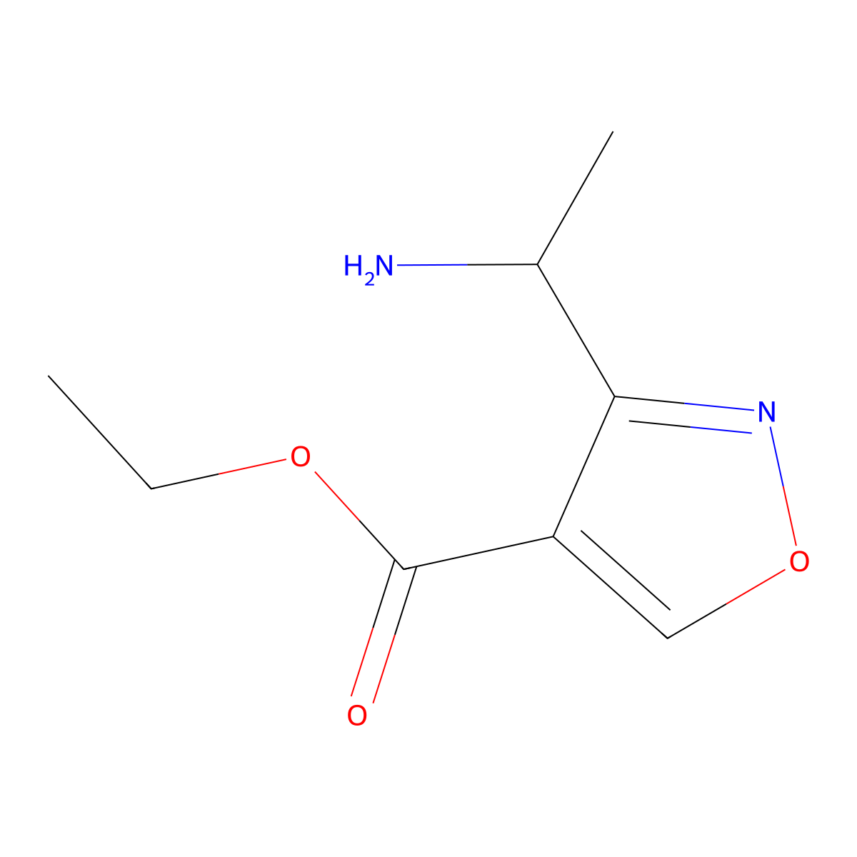 Ethyl 3-(1-aminoethyl)-1,2-oxazole-4-carboxylate molecular structure, CAS 2107545-81-1