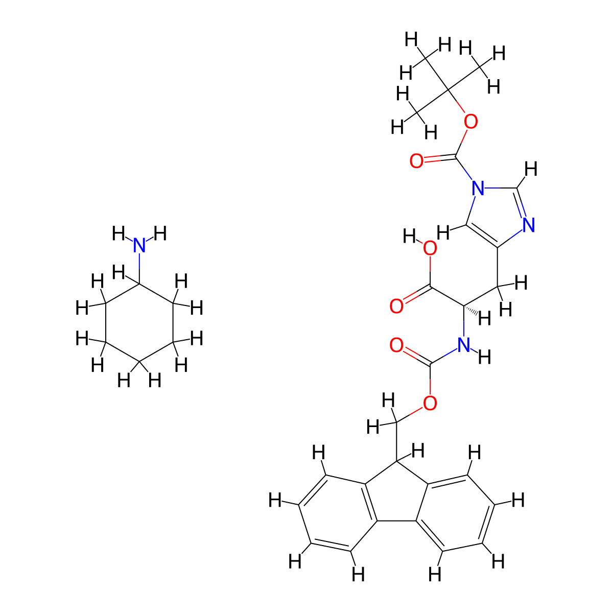 Fmoc-D-His(Boc)-OH Cha molecular structure, CAS 210755-31-0